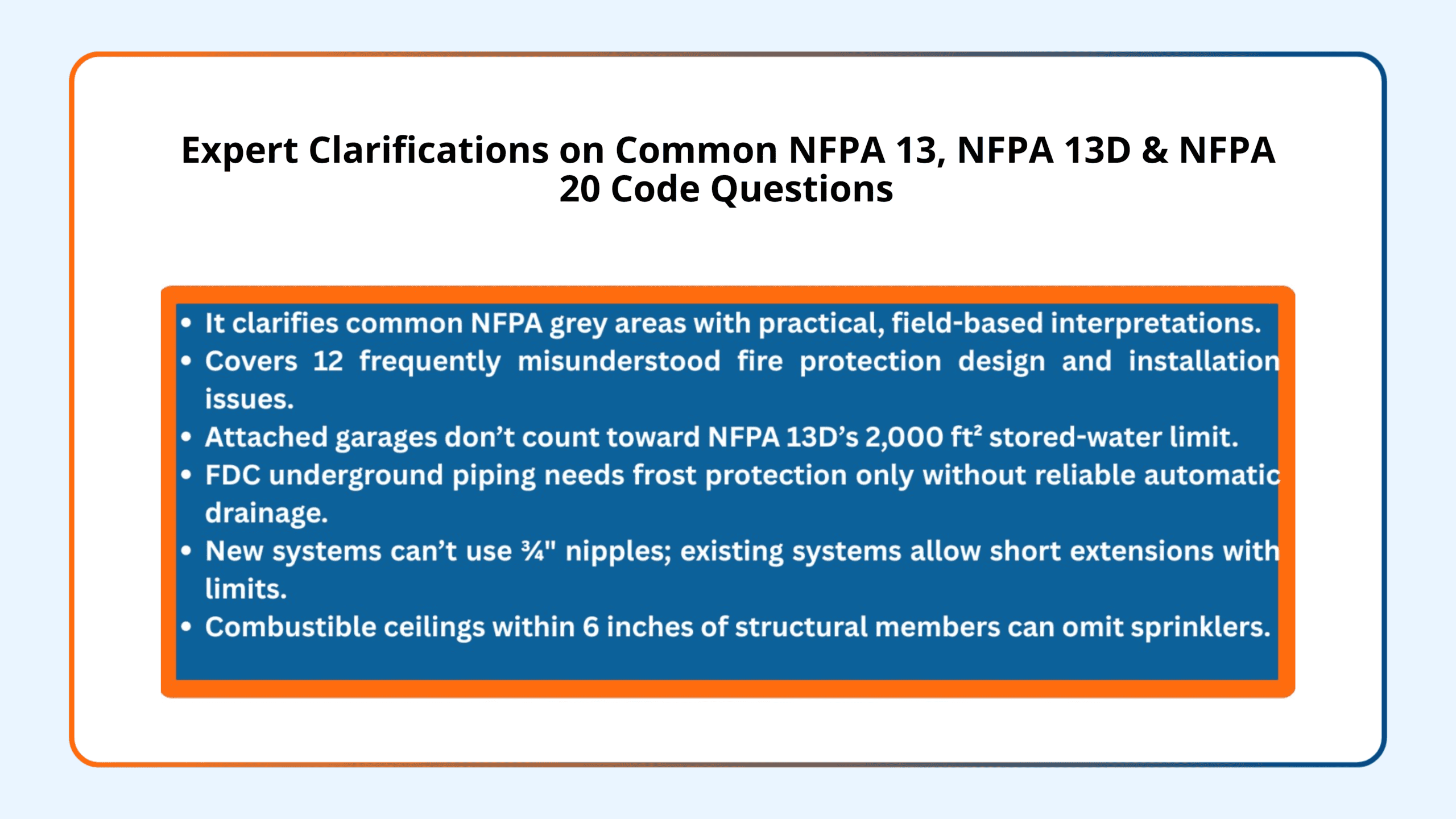 Expert Clarifications on Common NFPA 13, NFPA 13D & NFPA 20 Code Questions