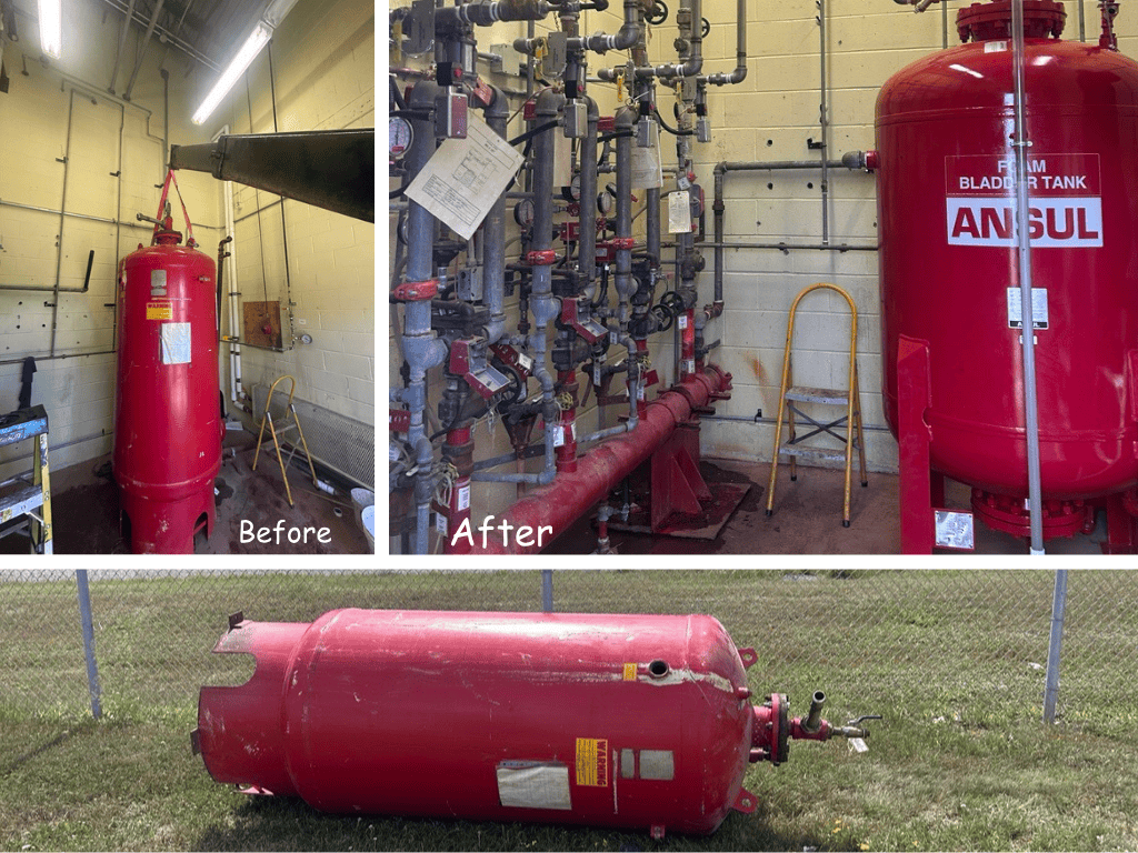 Foam bladder tank replacement before and after – Rotaflow
