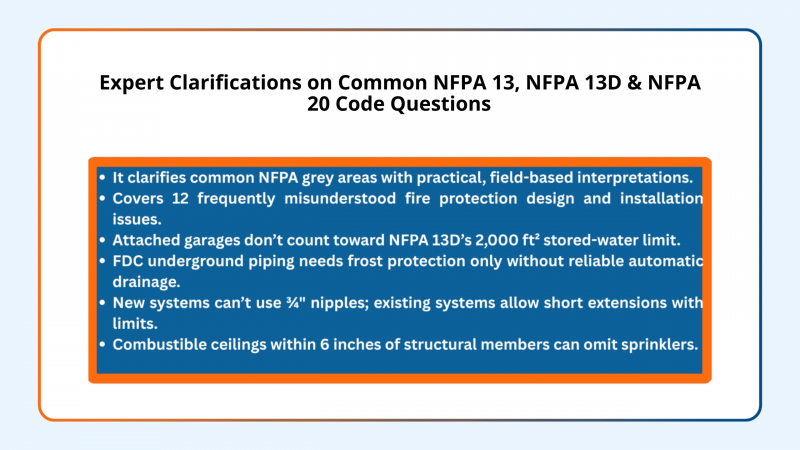 Expert Clarifications on Common NFPA 13, NFPA 13D & NFPA 20 Code Questions